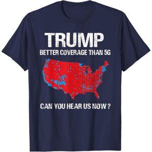 Trump Better Than 5G Funny Electoral Map T-Shirt Men Large Navy Blue Graphic Tee